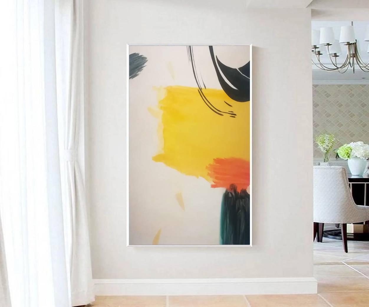 Minimal Yellow Abstract Canvas Wall Art HJM87 wall art